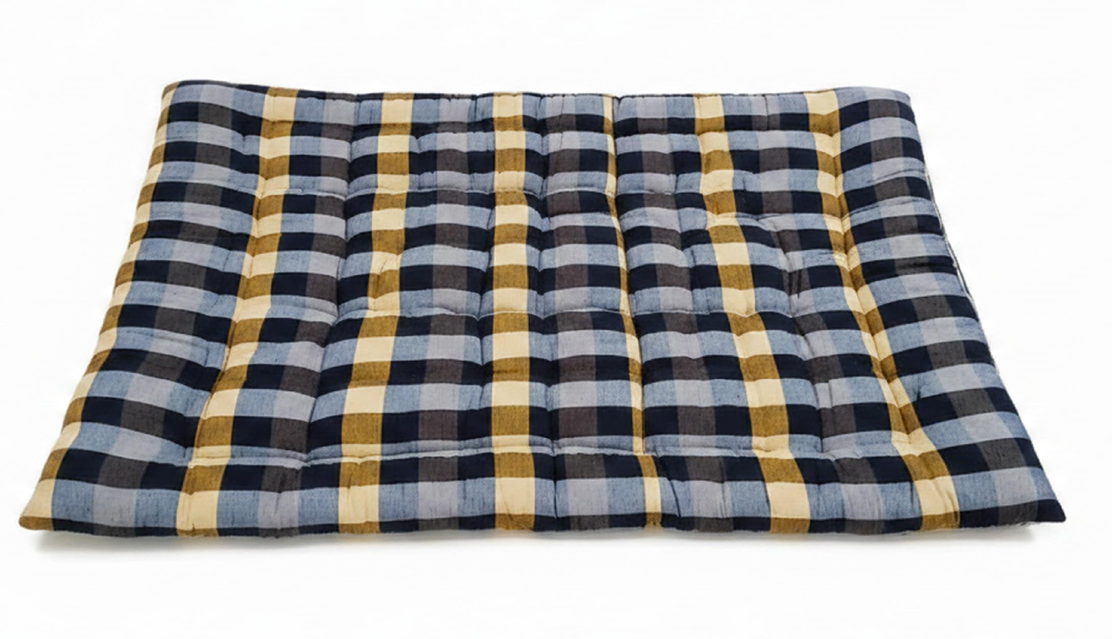 Hb Msala Foldable Light Weight Filled Single Bed Cotton Filled Quilt Mattress Gadda Soft & Reversible (3 x 6) B-2,Black Check Perfect for a restful Night's Sleep-image-2