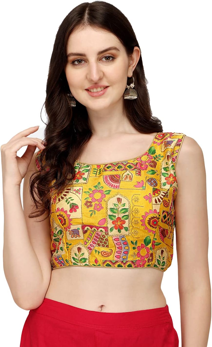 Women's Phantom Silk Floral Sleeveless Saree Blouse
