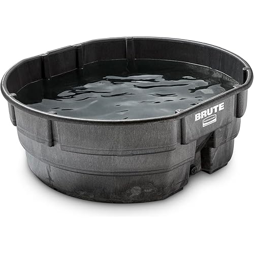 Rubbermaid Commercial Products Stock Tank 300-Gallons Structural Foam Heavy Duty Container for Livestock/Animal/Cattle Feed & Water Outdoor Homemade Pool/Hot Tub/Bathtub & Pet Cleaning/Dog Wash