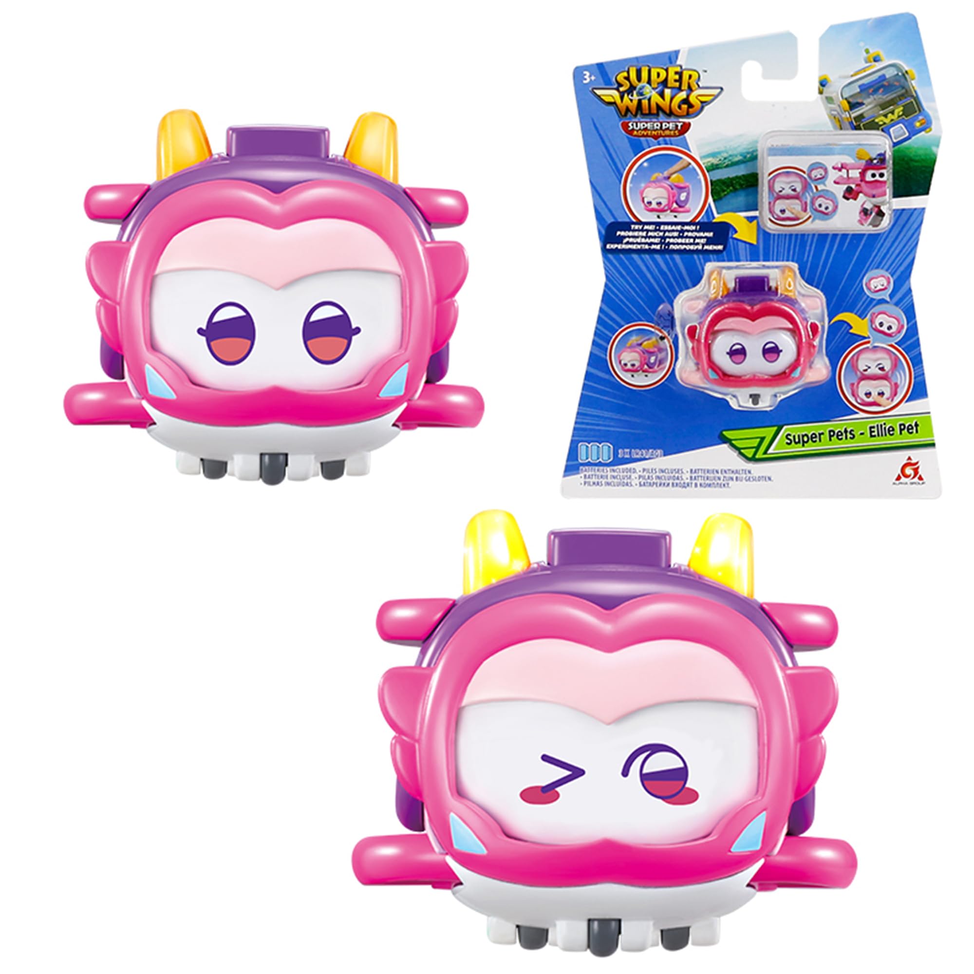 Super Wings Super Pet Ellie, błyszczący efekt świetlny, zabawka dla chłopców i dziewczynek, 3, 4, 5, 6, 7, 8 lat, wielokolorowa, 5 cm