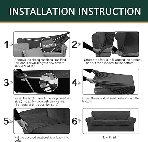 Miniatura 7 de Funda de cojín de terciopelo para sofá en forma de L, funda elástica para cojines de asiento, protector de muebles suave y antideslizante para silla