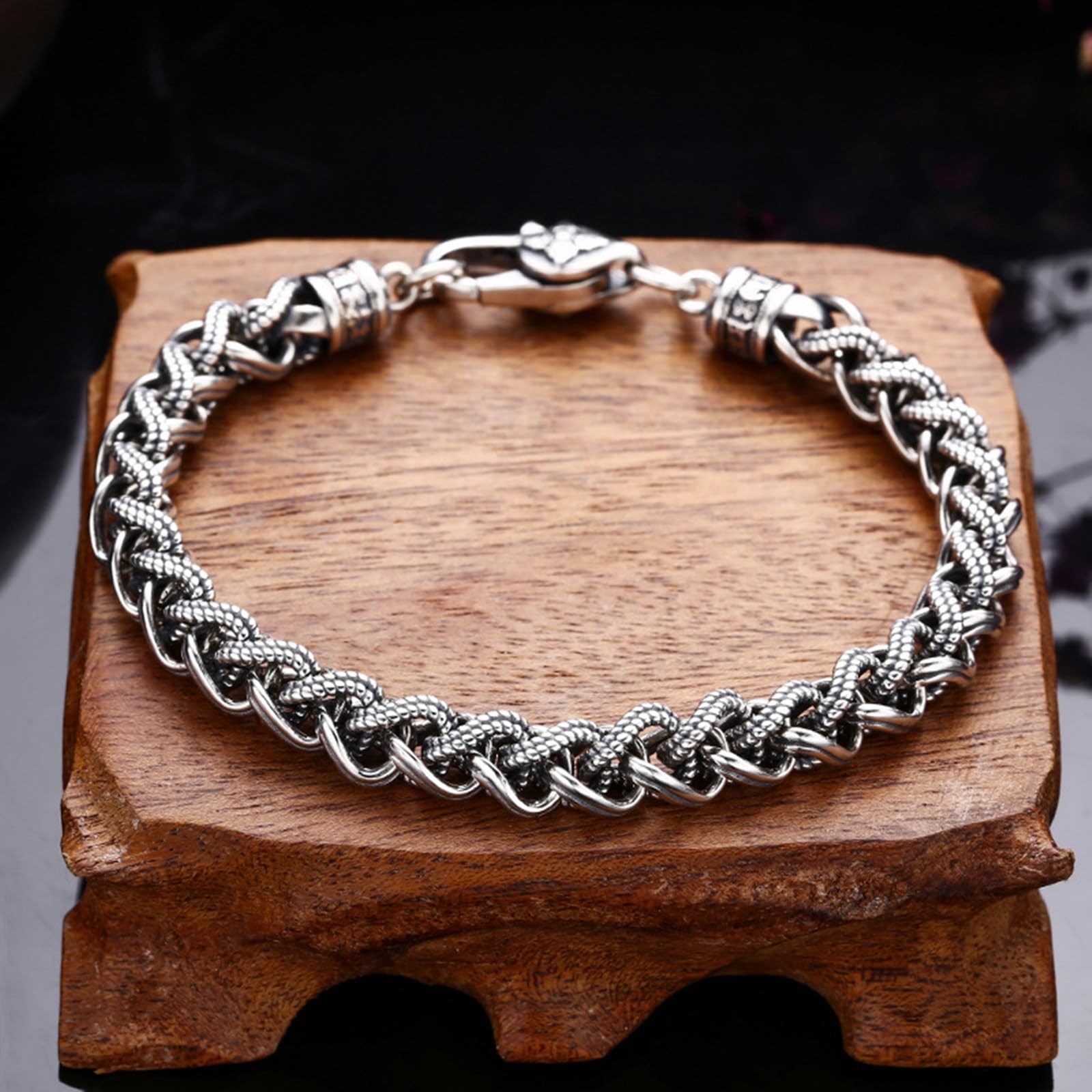Silber S925 Herren Armbänder Vintage Verdreht Welle Armband