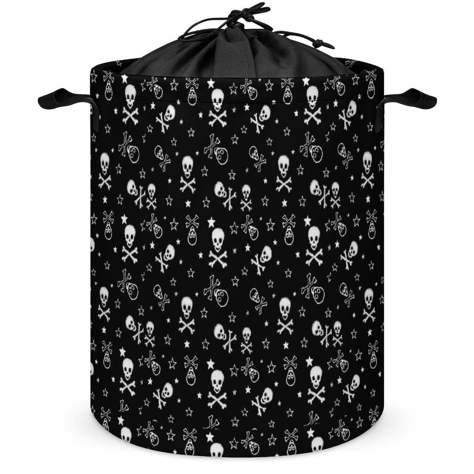 Wlntrophic Drawstring Laundry Hamper, Skull And Crossbones Laundry Basket, Washing Basket with Handle