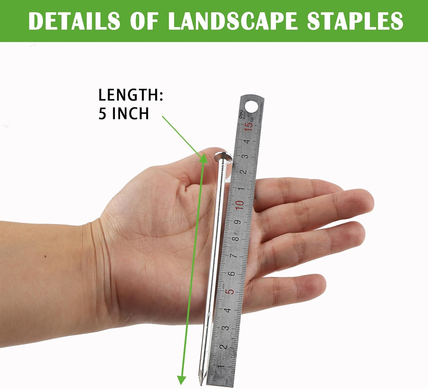SUNTURF 200 Pack 5 Inch Plastic Edging Nails Artificial Turf Stakes Galvanized Metal Spiral Landscape Spikes for Fake Landscaping Grass, Paver Edging, Weed Barrier, Artificial Turf