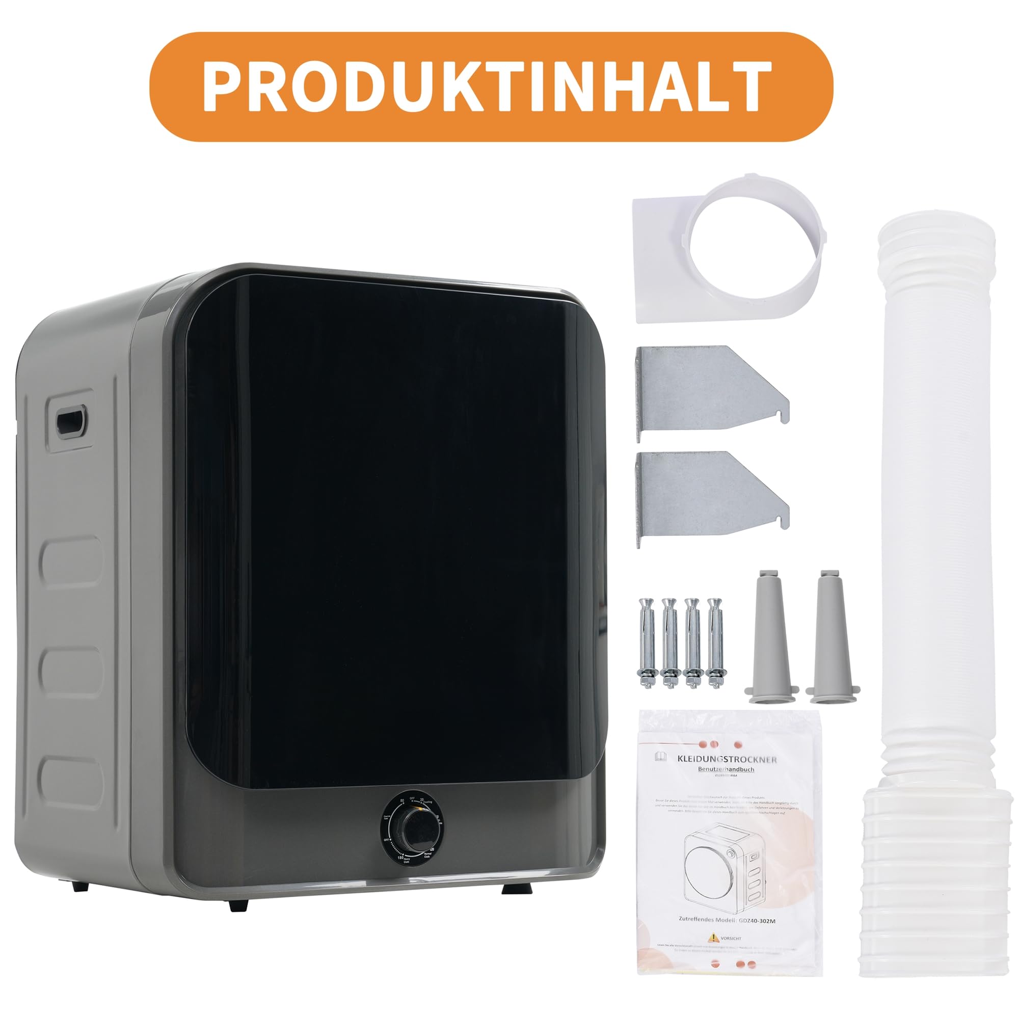 Merax Sèche-linge 3-4,5 kg 830 W acier inoxydable 5 programmes gaz d'échappement