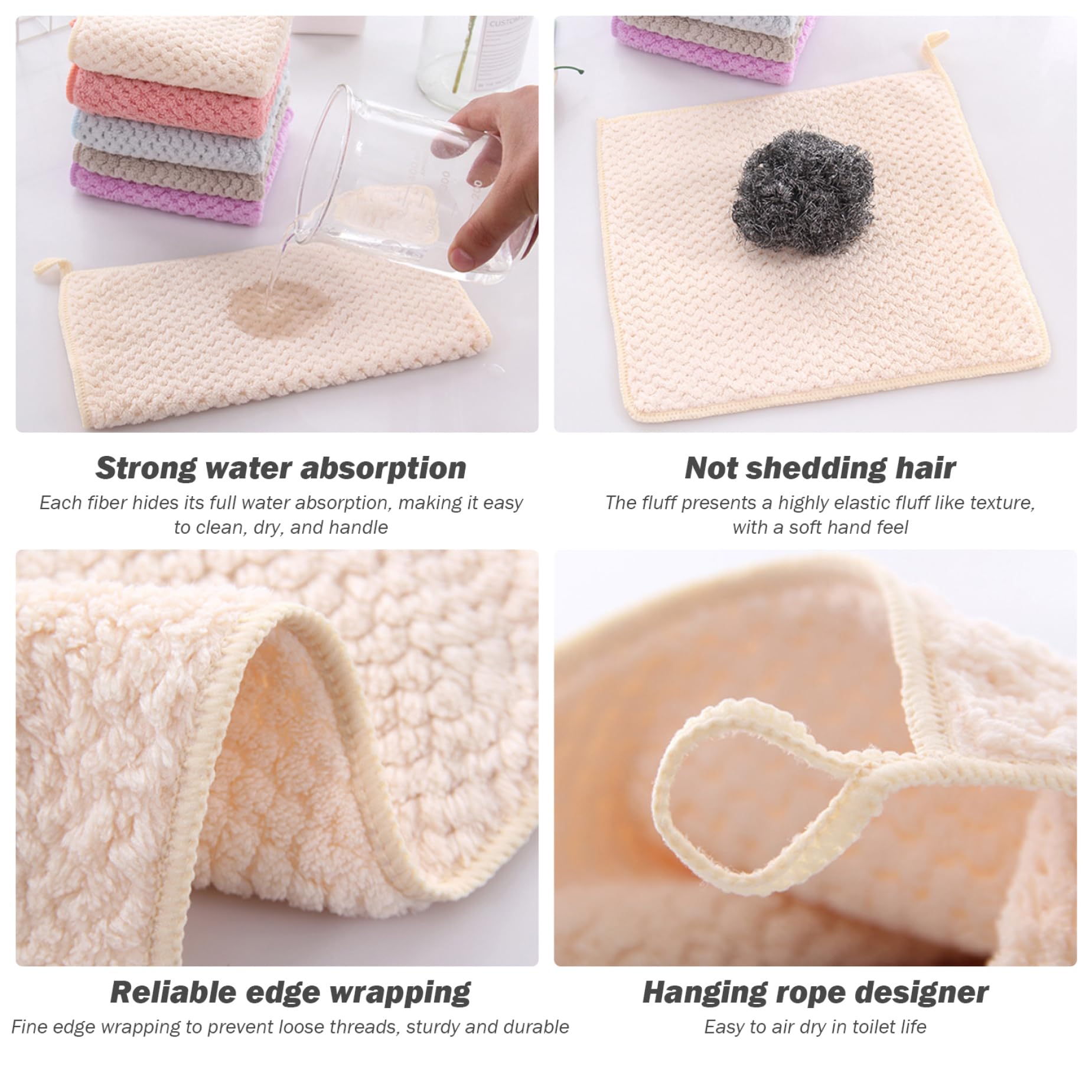 5 piezas Toallas de mano pequeñas para baño toallas de mano pequeñas suaves y súper absorbentes con bucles colgantes para cocina y baño, lavable a máquina ＆ Toallas de secado de manos de secado rápid