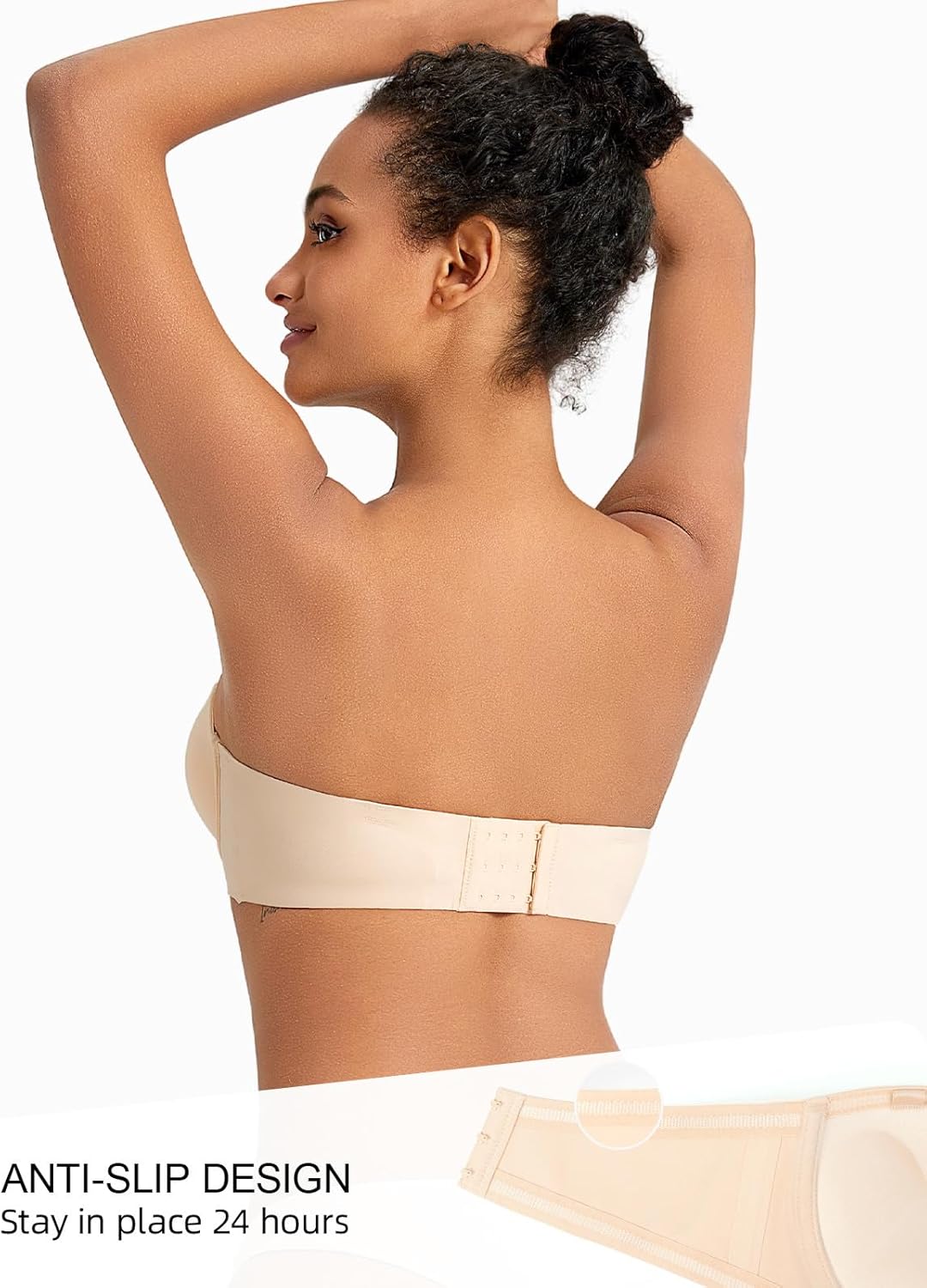 Strapless Push Up Bras for Women Deep Plunge Thick Padded Add 1 Cup Underwire Bra - Image 3