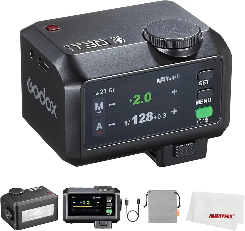 Godox Mini flash iT30Pro S iT30ProS para câmera Sony, exposição automática TTL, HSS 1/8000 segundos, sistema sem fio 2.4G, tela sensível ao toque colorida de 2,8 polegadas, bateria de lítio (iT30Pro