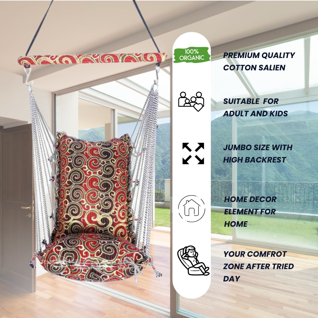 Kkriya Home Decor Swing | Jhula | Hanging Swing for Home Adult Kids Indoor n Outdoor with Hanging Accessories 1
