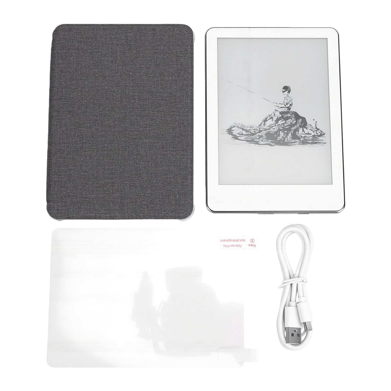 Sxhlseller Lettore Ebook da 6 Pollici 64GB, Schermo Tattile 1072x1448 con Luce Anteriore, WiFi Dual Band, Bluetooth 5.1, Custodia Protettiva Inclusa per Lettura (WHITE)