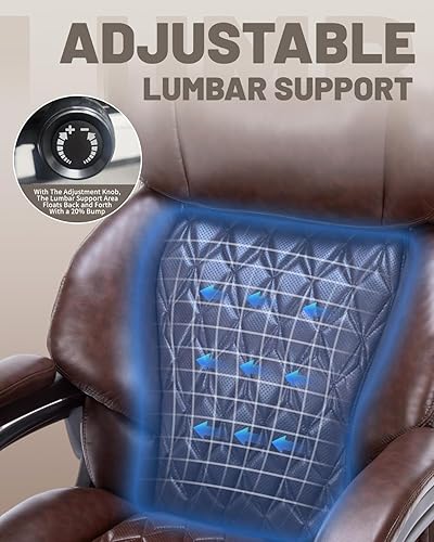 Miniatura 3 de Silla de oficina grande y resistente de 600 libras con reposapiés de masaje, silla de oficina grande y alta con soporte lumbar ajustable, silla