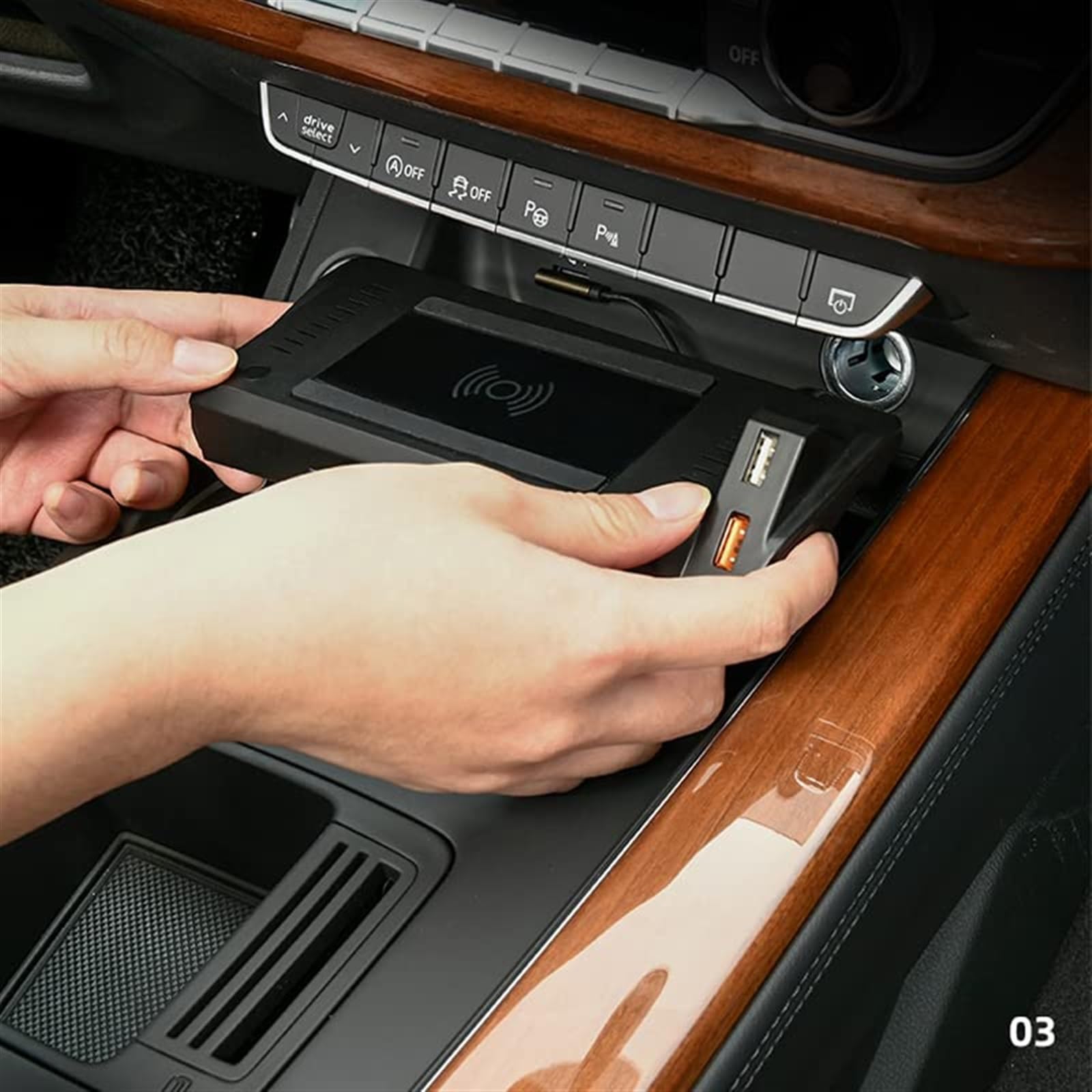 Mobilna bezprzewodowa ładowarka samochodowa QI 15 W, do audio, A4 A4L B9 A5 S4 RS4 2017-2022 Modyfikacja wnętrza Mobilny bezprzewodowy panel ładowania Samochodowa płyta ładująca