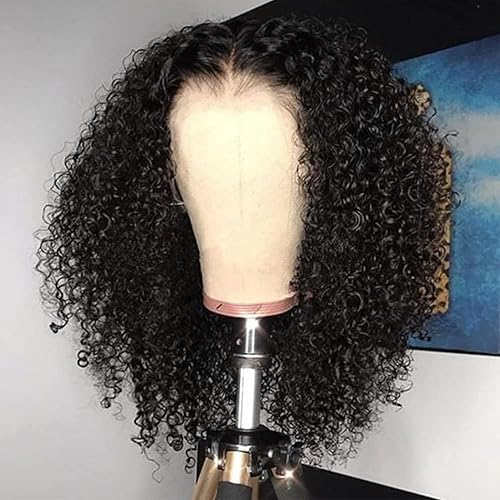 Utrue Hair Curly Wave 13x4 HD Transparent Lace Frontal Wigs Human Hair 18 inch Glueless Brazilian Virgin Hair Kinky Curly Wave Pre Plucked Lace Front Wigs With Baby Hair 150% Density Lace Wigs