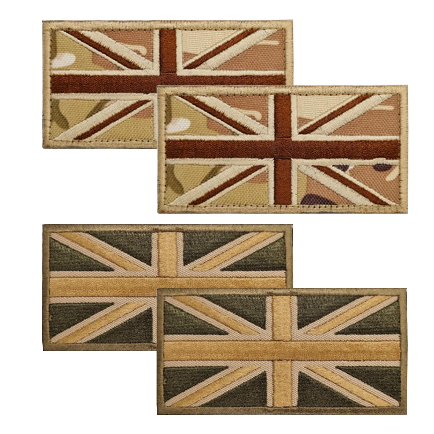 4 Pieces of British Flag Patches, Flag Pattern Patches, Patch Badges, Flag Patch Patches, Very Suitable for Backpacks and Clothing Patches (Camouflage Color, Green)