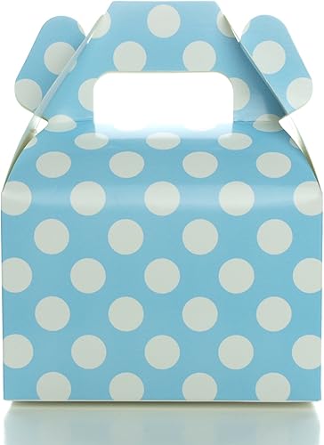 Food With Fashion Cajas de dulces azul claro, caja de regalo de lunares azul bebé (paquete de 12) Cajas de dulces para bufé, suministros de mesa de