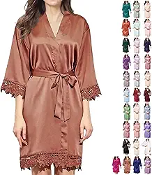 Roupão de banho de renda de seda quimono vestido de noiva roupão feminino de cetim sedoso roupão de dama de honra para casamento