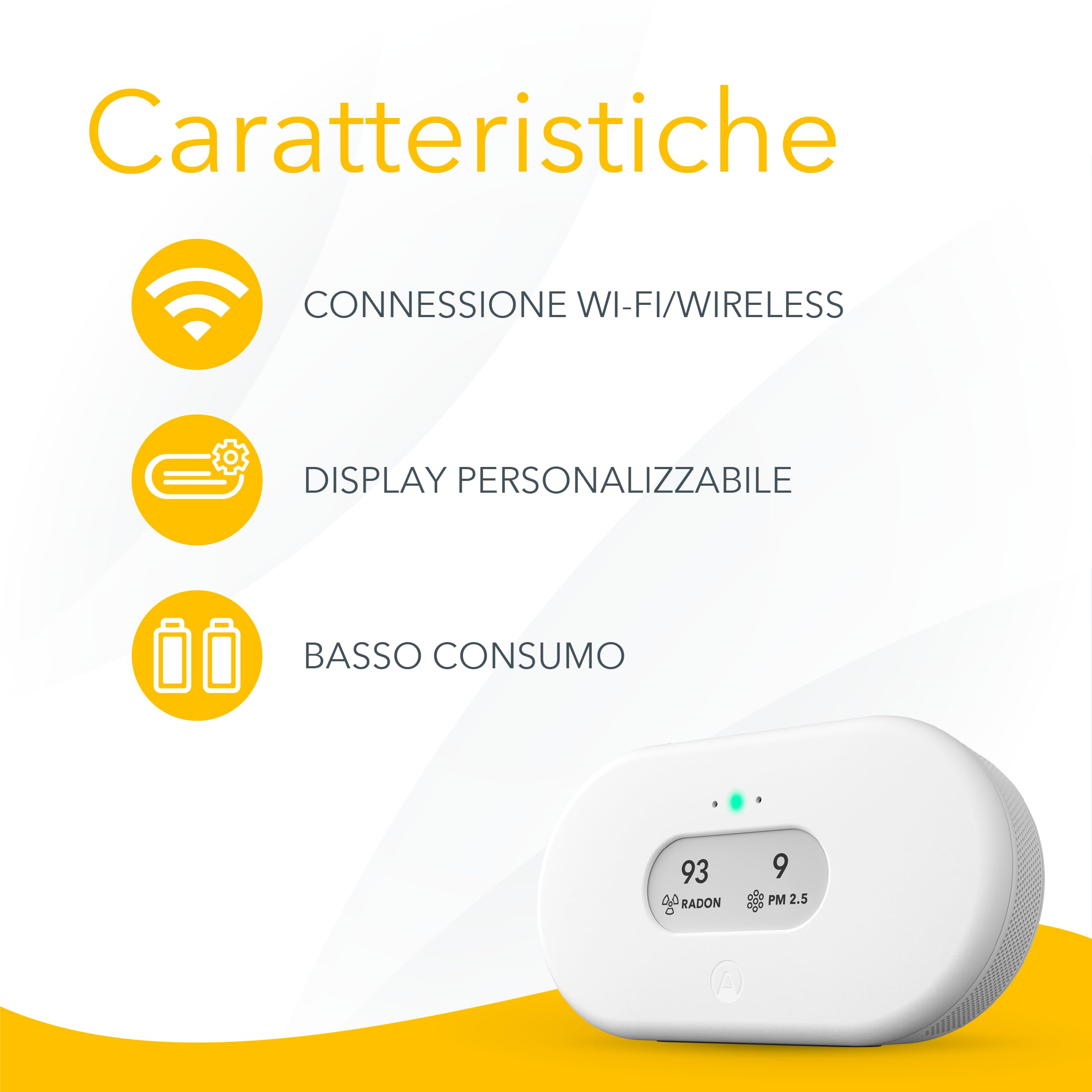 Airthings 2960 View Plus monitor per il radon e la qualità dell'aria con rilevatore di PM2,5, CO2, COV, umidità e temperatura, APP mobile, Wi-Fi, notifiche