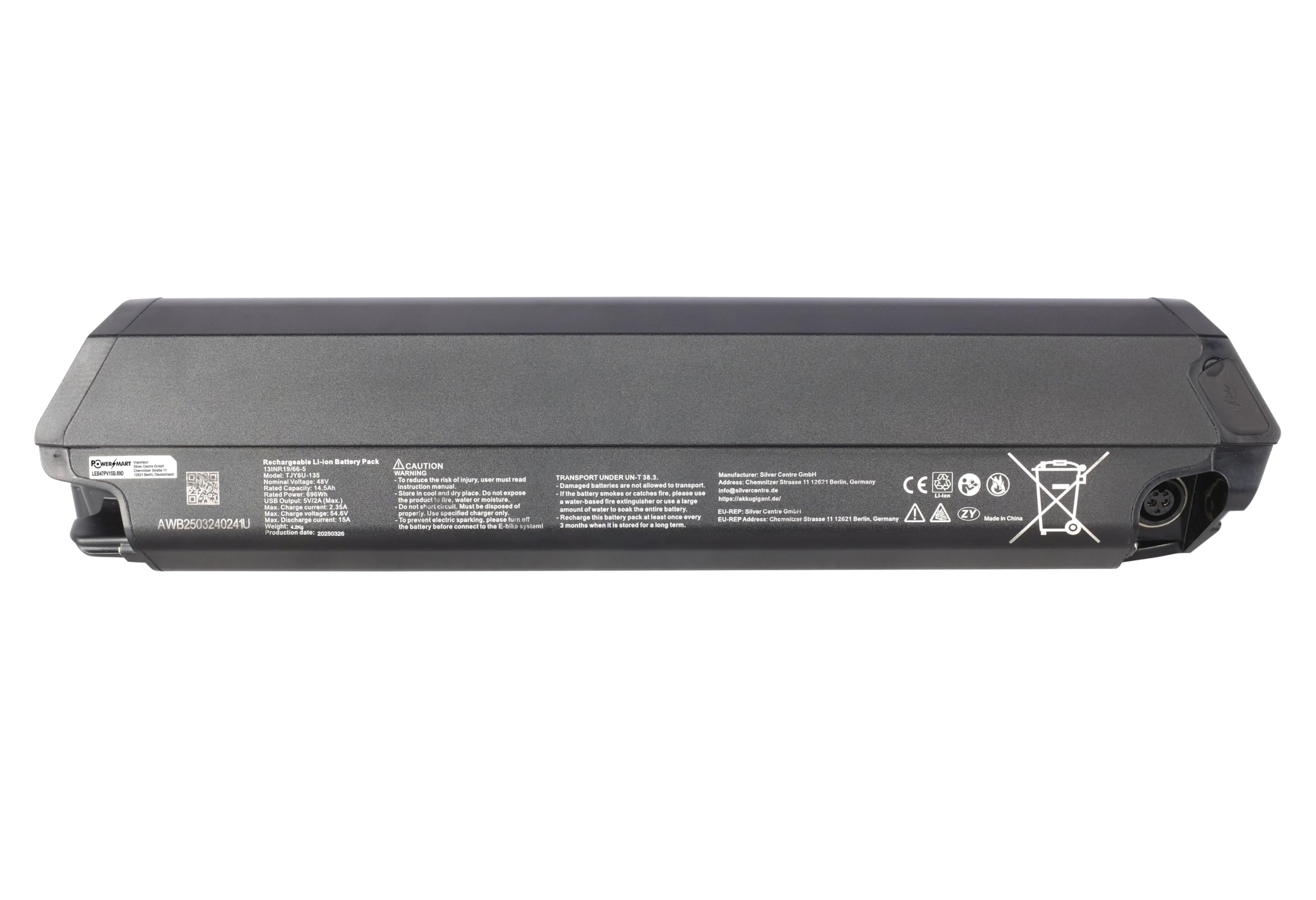 PowerSmart Akku 48V 14,5Ah Li-Ion 48V Kompatibler Ersatz für DeHawk i5 Battery 14500 mAh, mit Ladegerät