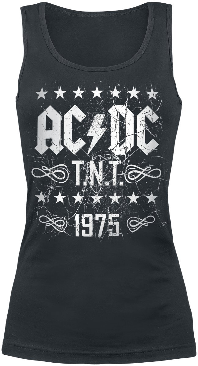 AC/DC T.N.T. 1975 Femme Top Noir 100% Coton Regular/Coupe Standard
