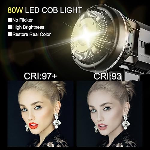 Miniatura 2 de GVM Great Video Maker Luz de video LED CRI97 con soporte Bowen de 80 W 5600 K luz de día LED regulable para fotografía con filtro reflector