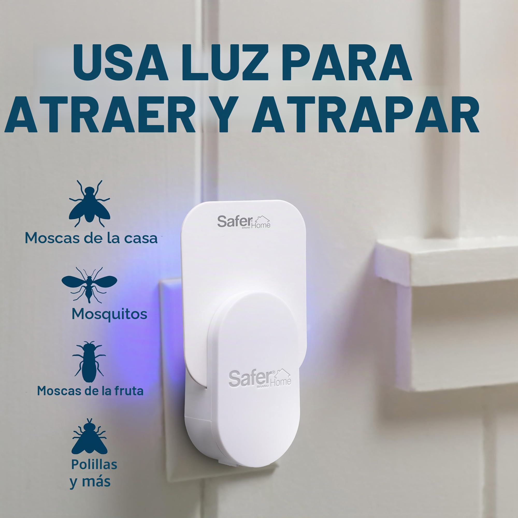 Safer Home - Trampa para Moscas enchufable para Interiores, SH502-2SR, trampas efectivas para Moscas de la Fruta para Interiores, trampas para Mosquitos para casa Interior, protección Total de 800