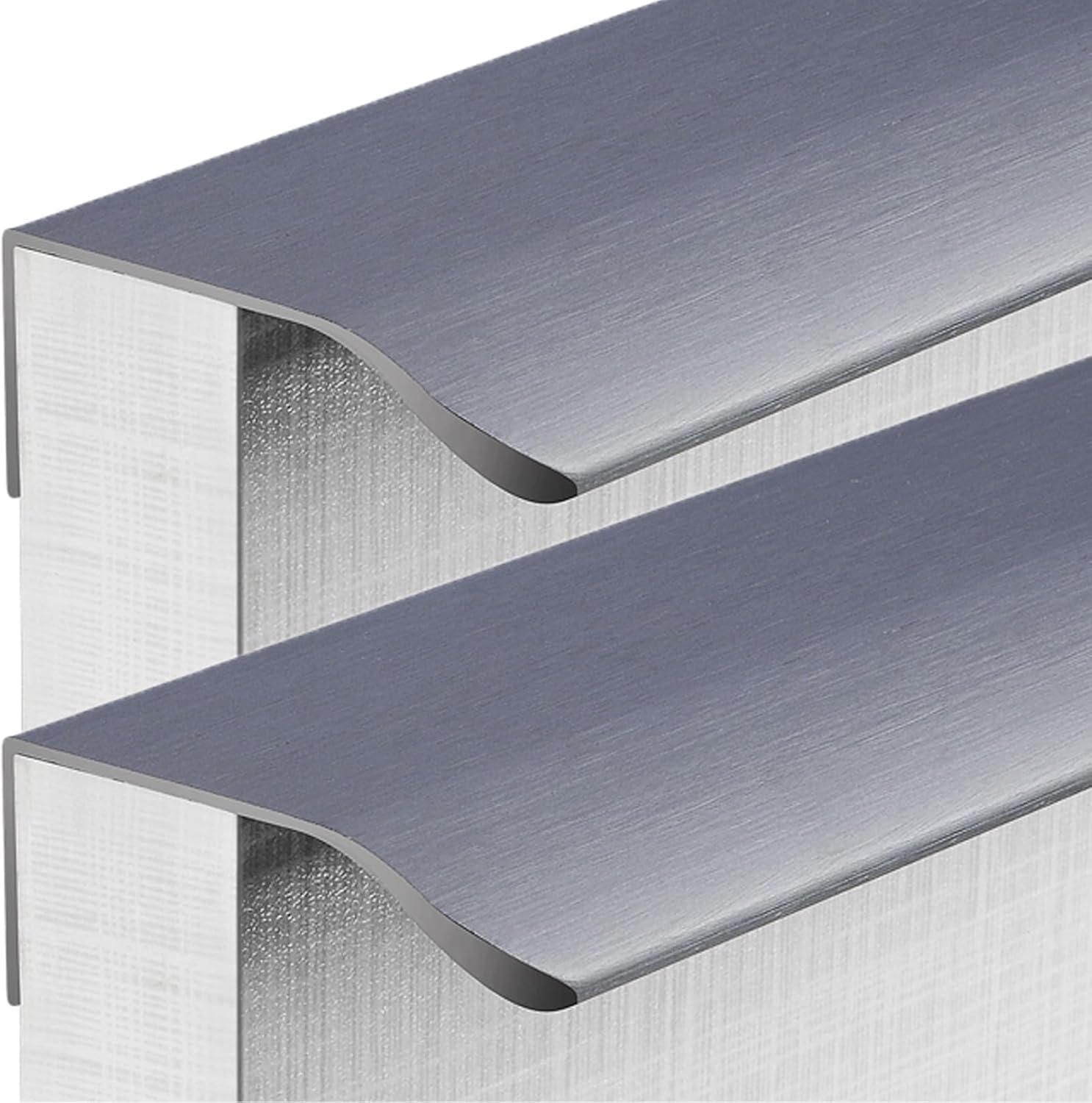 SBZIOJHDR Door Handle, Aluminum Wardrobe Kitchen Concealed Handles Finger Edge Pull DrawerHandles Knobs Brushed Grey 2 Pieces(Hole Distance 128mm)