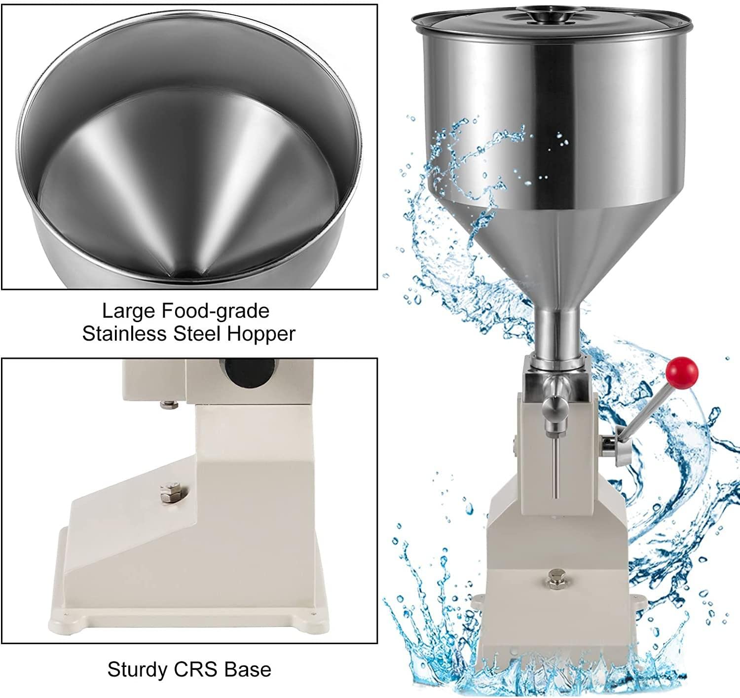 KJZQLMZ Manual Filling Machine Liquid Filling Machine Manual Cosmetic Cream Lotion Filling Machine with 5-50ML Hopper for Filling — view 5