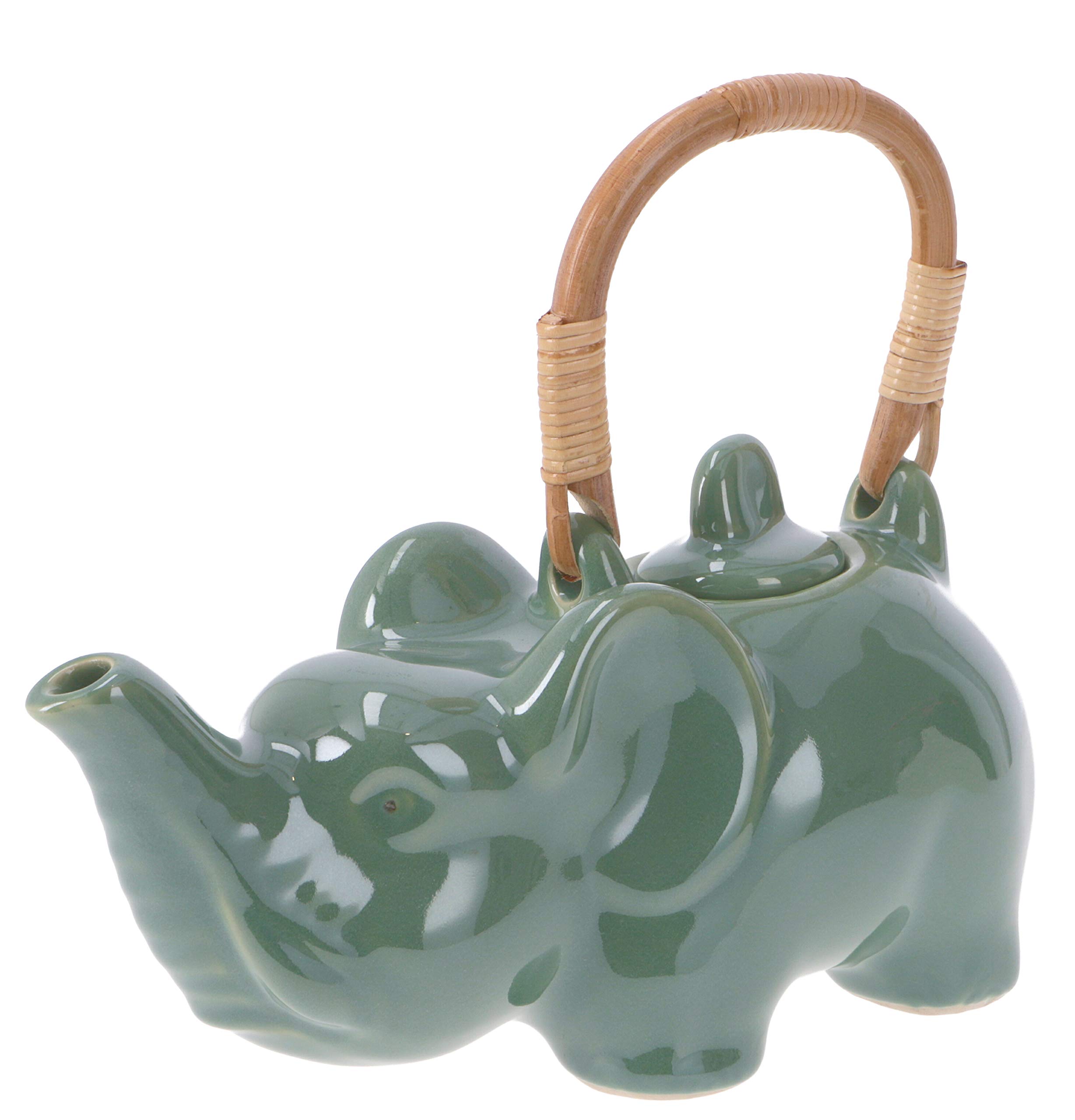 Guru-Shop Théière en Céramique - Eléphant, Vert, 20x23x10 cm, Accessoires de Cuisine et Divers