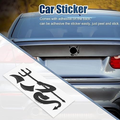 Miniatura 7 de Calcomanía reflectante 3D con diseño de cuernos de demonio para automóvil, color plateado, impermeable, autoadhesiva, decoración para automóviles,