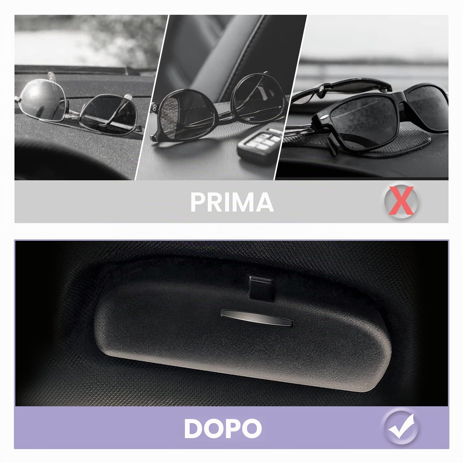 LUWU Compatibile con BMW F30 F10 F12 F01 G20 G30 G32 G11 X1 X3 X5 X7 Porta Occhiali da Sole Auto Custodia per Occhiali da Sole Accessori Interni per Auto Custodia per Occhiali (Nero)
