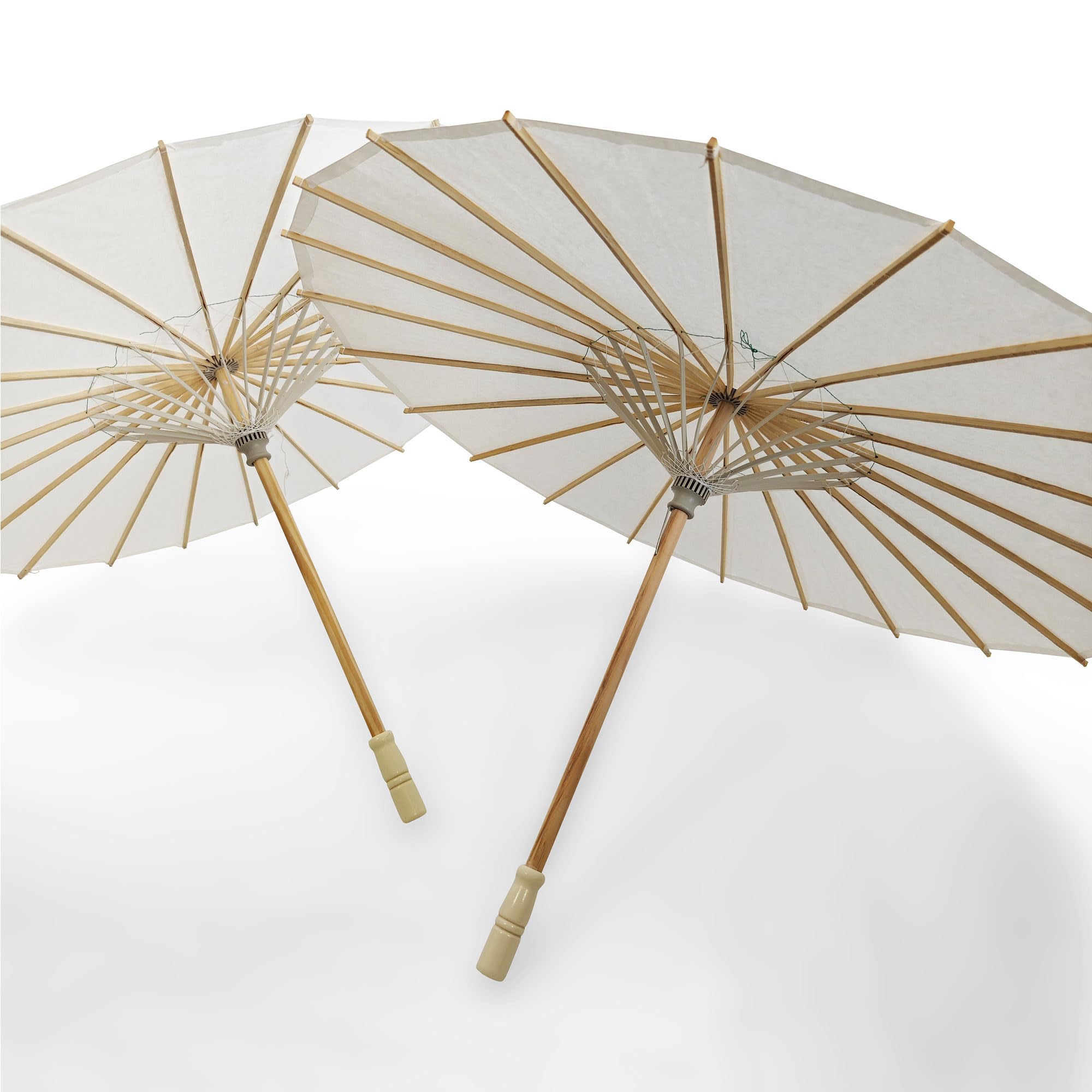 OLILLY - Dekorative Sonnenschirme aus Papier und Bambus - 10 Stück - Weiß - Hochzeit & Dekoration - 3 Größen zur Auswahl (S/M/L)