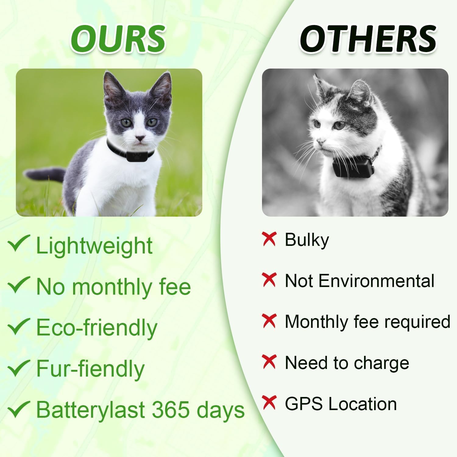 Localizzatore GPS per Gatti e Cani con Collare, Tracker Senza Abbonamento, Compatibile iOS e Android, Collare Regolabile Impermeabile Anti Smarrimento per Animali