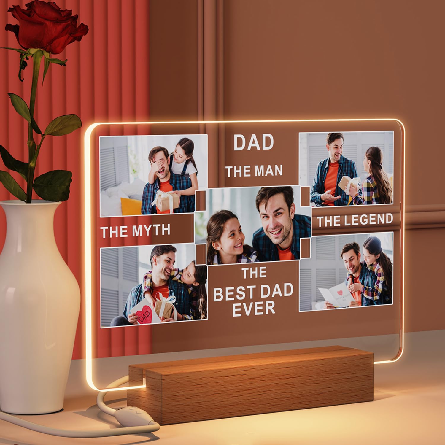 Personalised Father's Day Gifts for Dad - Gifts for Dad from Daughter Son, Custom Dad Photo Frame Personalised Father Presents for Daddy