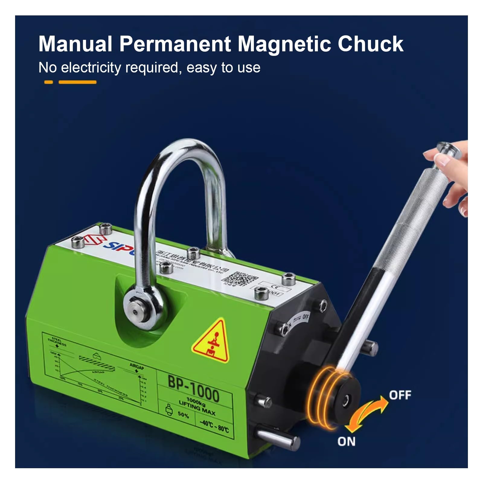 Permanentmagnetheber, Magnete Stark Spreizer mit Entriegelung, 300 Kg, 400 Kg, 600 Kg Tragkraft, zum Heben von Stahlplatten, Rundstahl(600kg/1320lb)