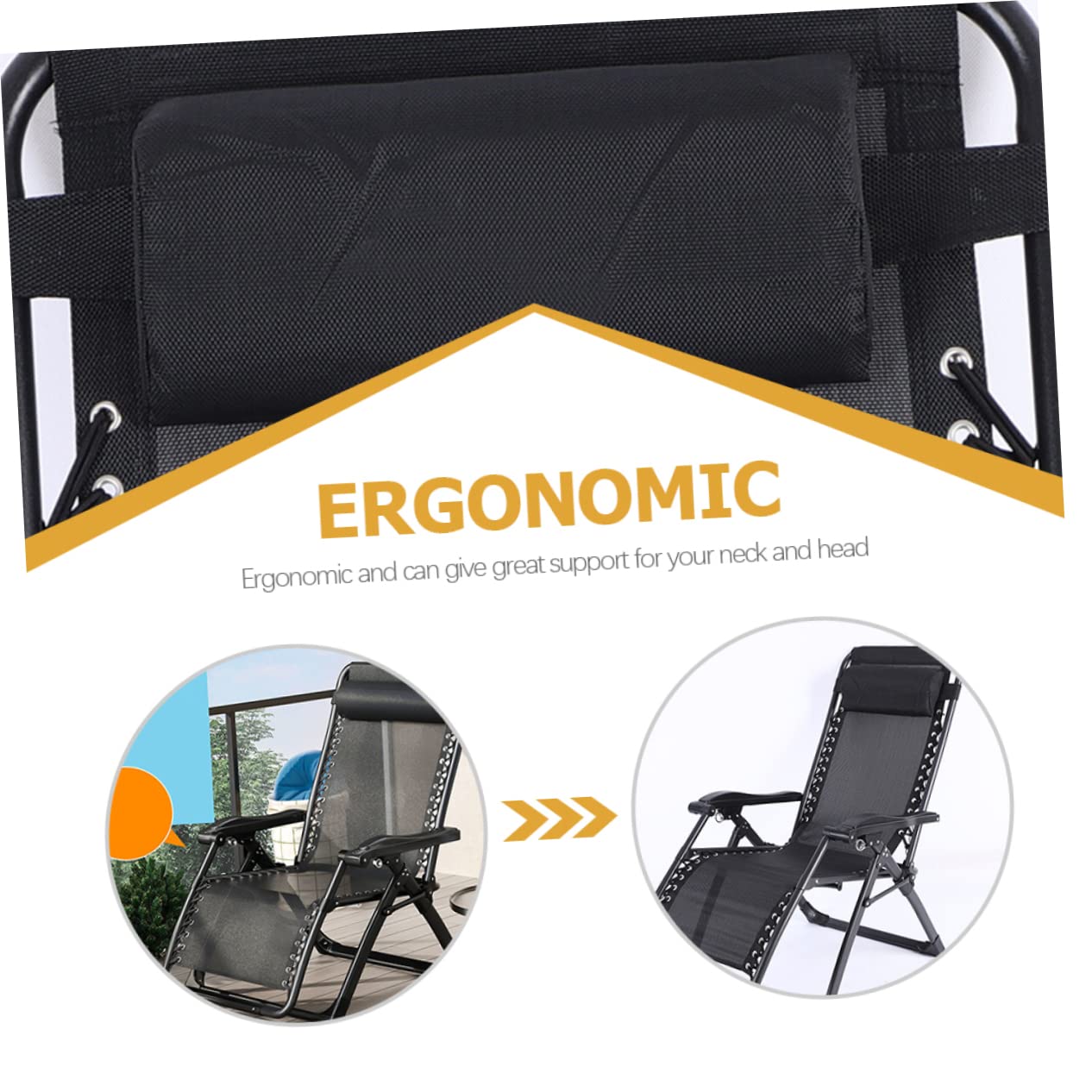 Alipis 4piezas Cojín Reposacabezas para Sillón De Jardín Almohada Ergonómica Extraíble para Sillas Plegables Soporte Cómodo y Duradero Negro