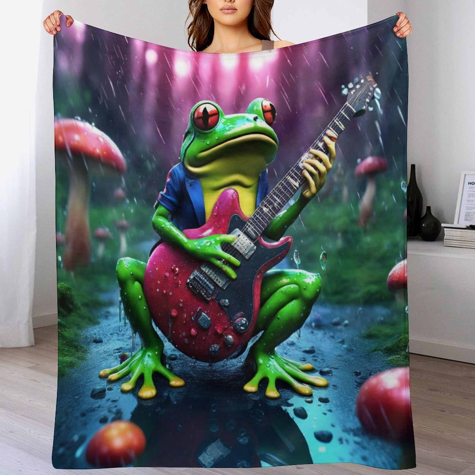 Couverture grenouille contre le froid nocturne avec son tissu flannel doux 180x200cm