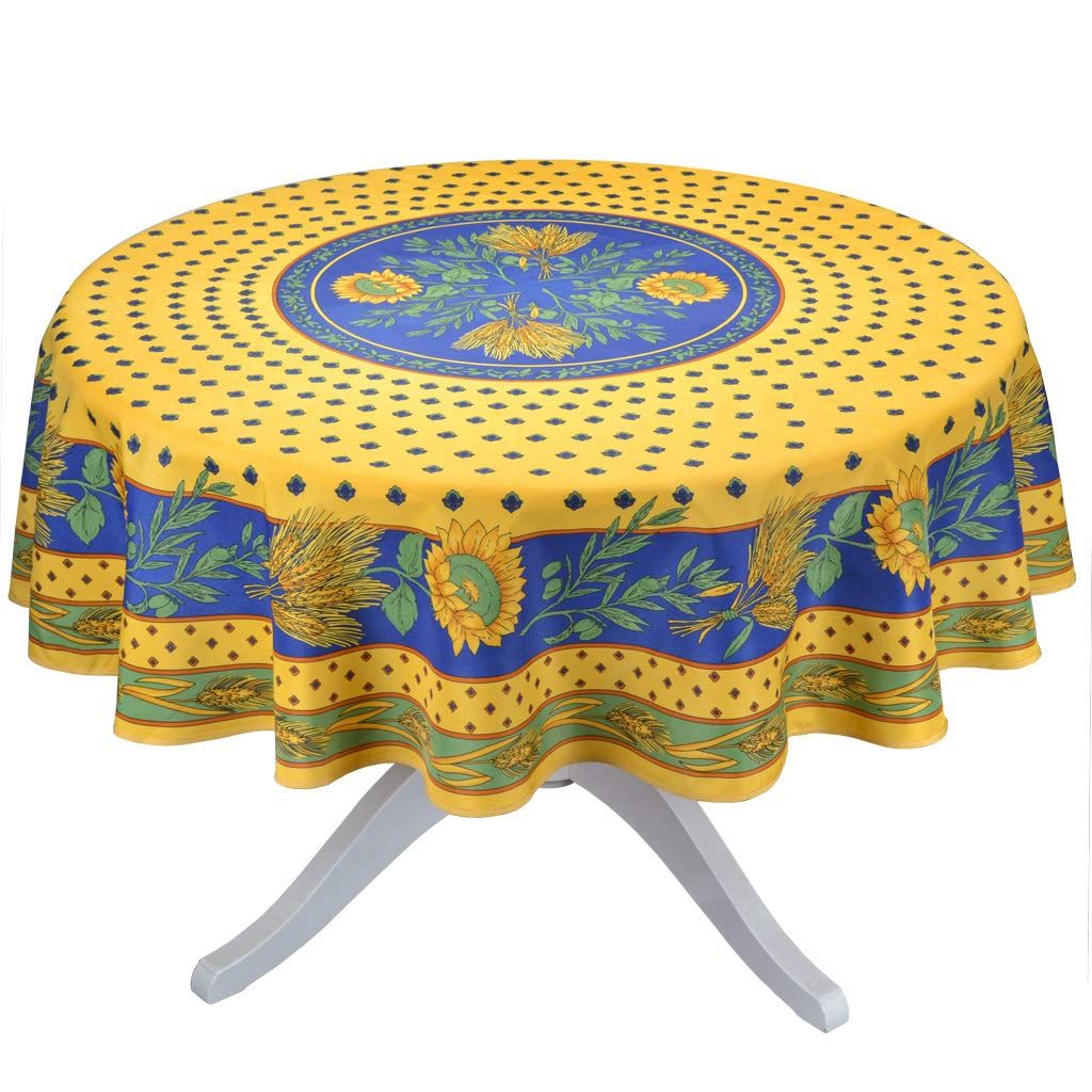 Tournesol Yellow 70" Round French Provencal Polyester Tablecloth