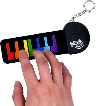 Rock and Roll It - Micro Rainbow Piano. Real Working & Playable Piano Keychain. Hang on a Backpack & Play Anywhere! Tiny Silicon keybpard!