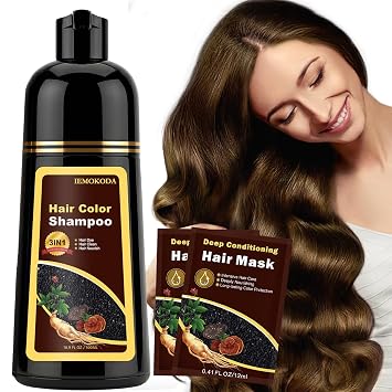 Instant Chestnut Brown Hair Dye Shampoo for Vibrant Hair Color, Natural Herbal Hair Color Shampoo Hair Dye, 3 in 1 Coloring & Care Formula Lasts 3-4 Weeks, Easy & Quick to Use for Women Men, 500ML