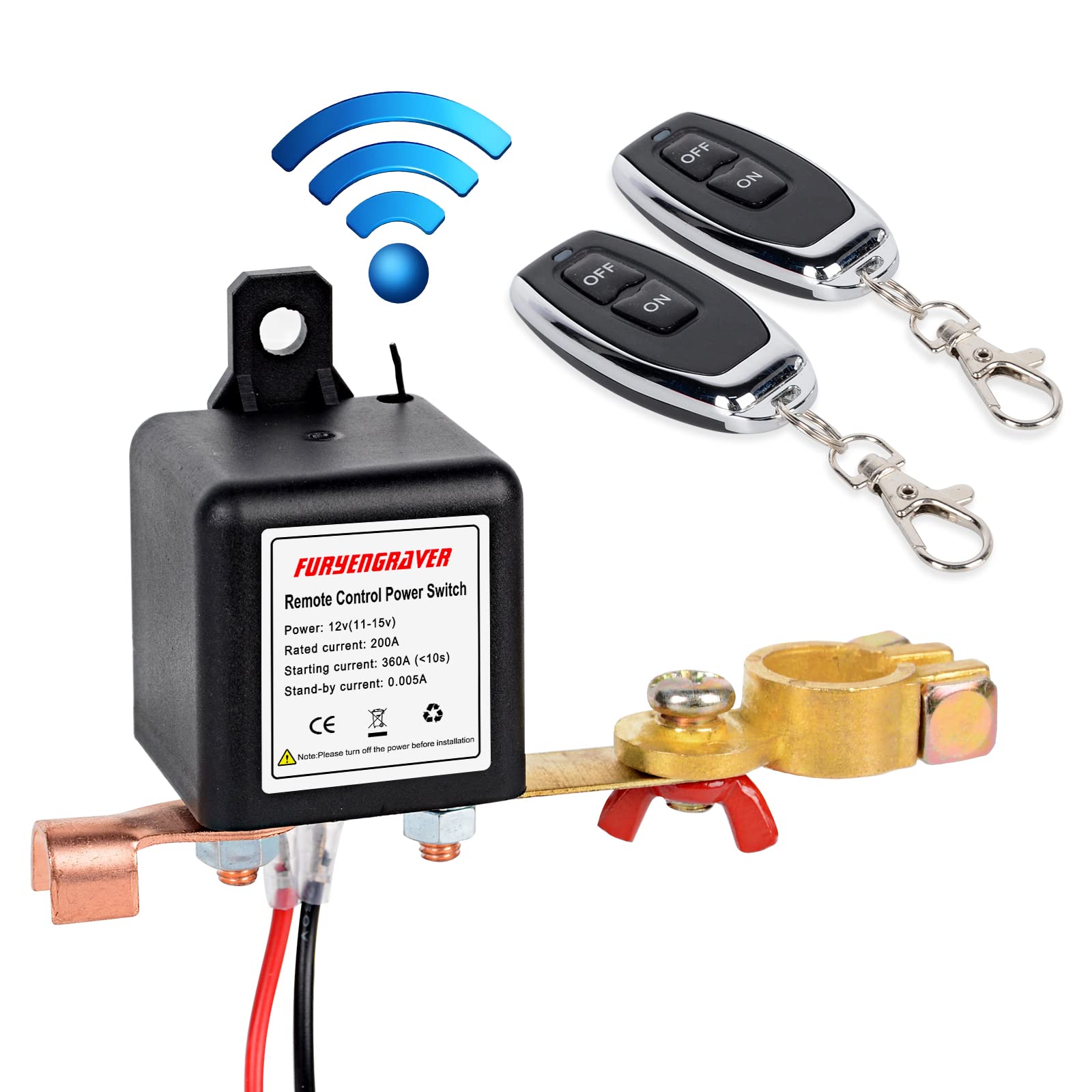 Buy Remote Control Battery Disconnect Switch Kill Switch for Car with 2 Keys AntiTheft DC12V