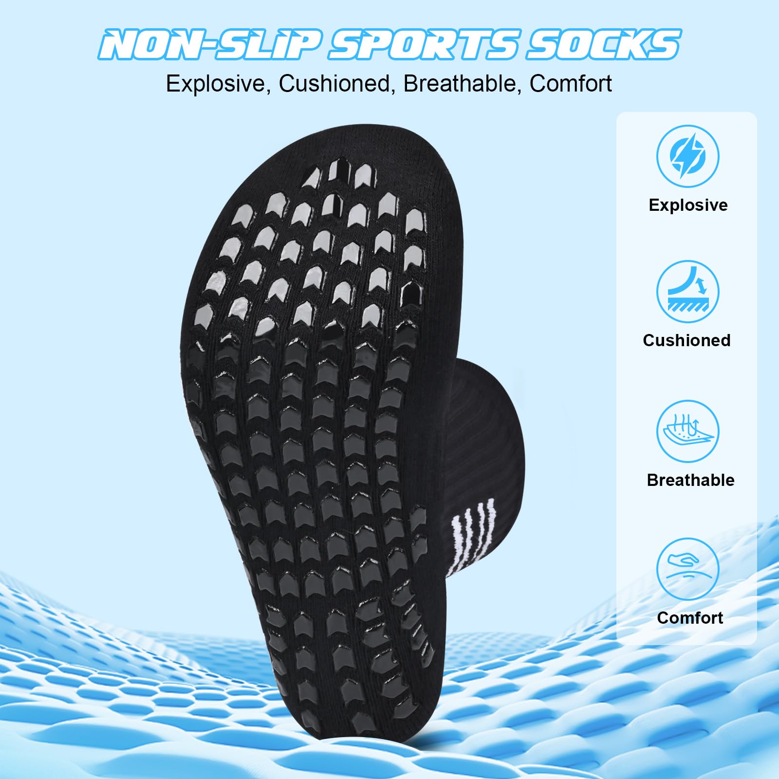 Grip - Calcetines de fútbol para hombre y joven, antideslizantes, para fútbol, rugby, talla 9-12, color negro, talla L, 4 pares, Negro-4 pares, Large