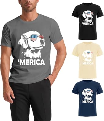 Independence Day Shirt, Merica Golden Retriever Shirt, 4th of July Patriotic Dog Tee Made in USA
