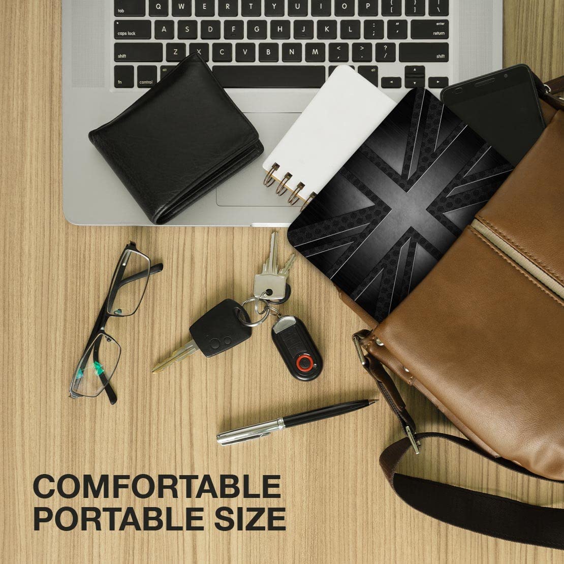 Computer Mouse Mat Pad - Grunge Black British Union Jack Flag Home