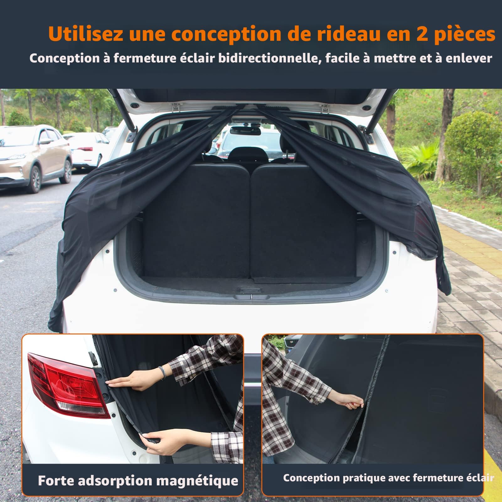 Moustiquaire Hayon De Voiture Sepzlly - Taille 180x150 Cm, Aimants, Double Fermeture éclair, Pour T5, SUV