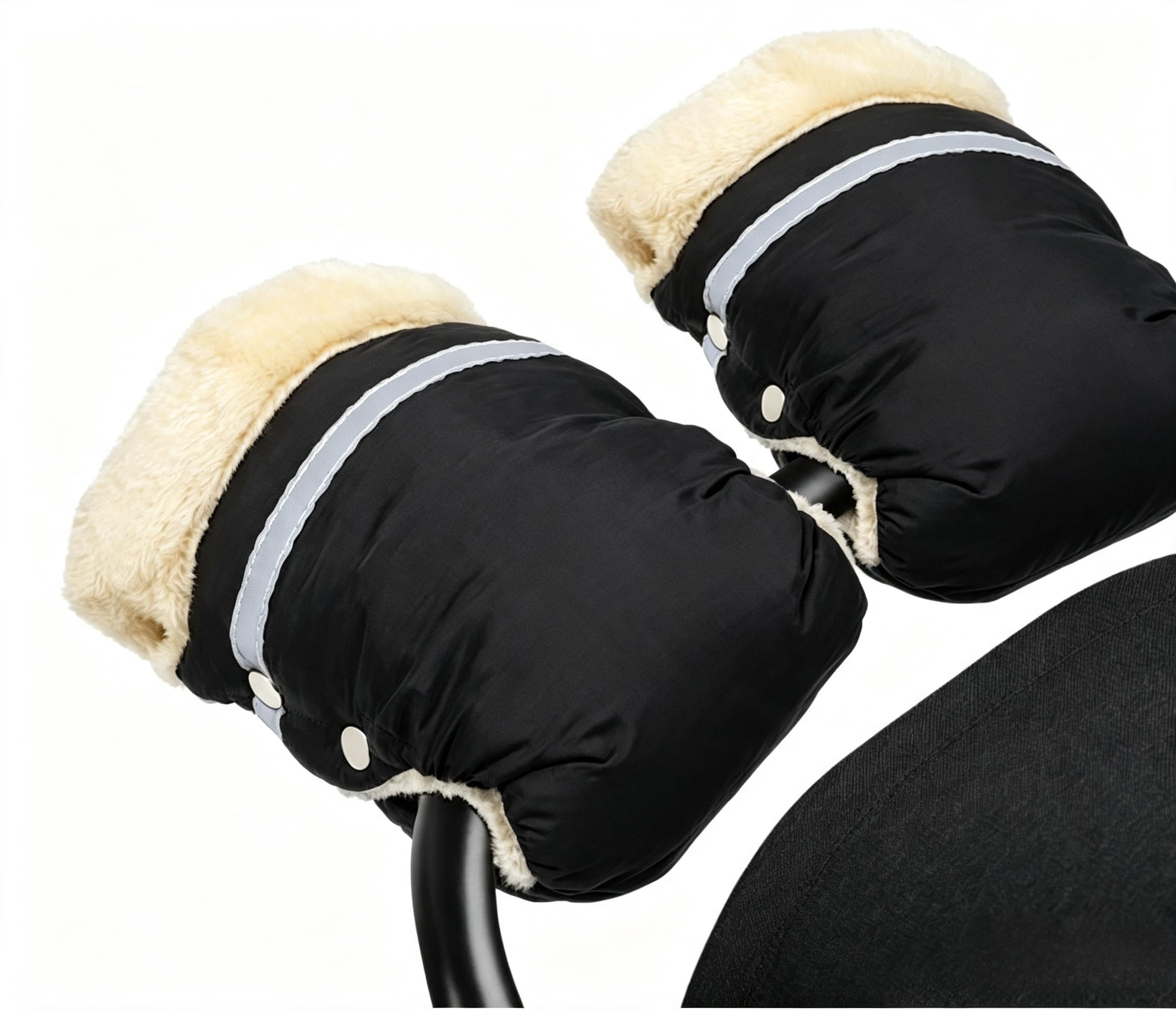 MIVITOOM Pram Hand Muff, Black Winter Pram Gloves for Pushchair Parents — image 1