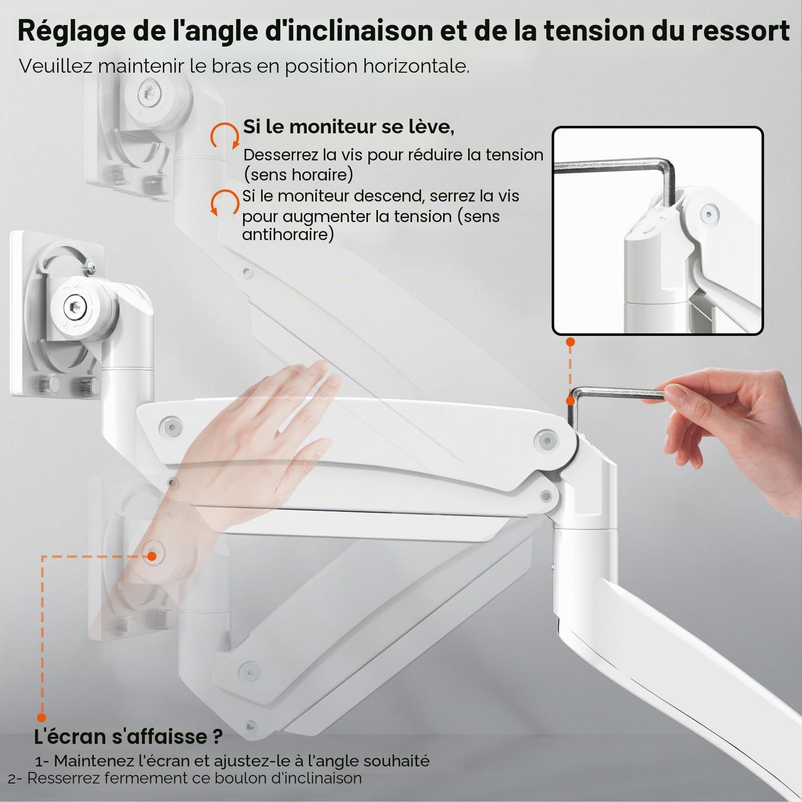 PUTORSEN Support de Bureau pour écran Plat et incurvé de 17" à 57", pour téléviseur et Moniteur jusqu'à 27 kg, en Aluminium de qualité supérieure, avec Ressort à gaz, VESA Max jusqu'à 200x200