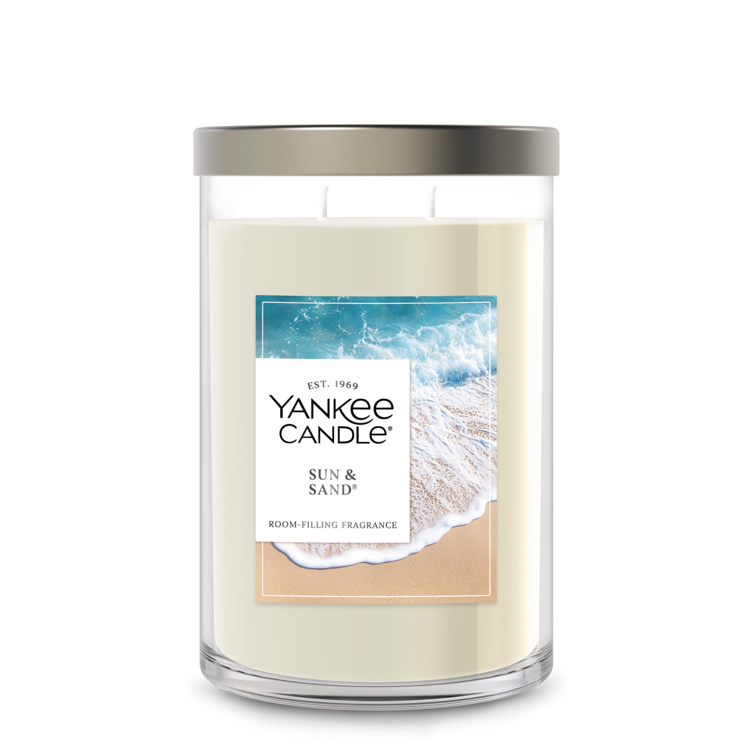 Large Tumbler Scented Candle with up to 80 Hour Burn Time, Premium Plant Wax Blend for Consistent Burn, 20 oz Tumbler Candle with Room Filling Fragrance, Sun & Sand