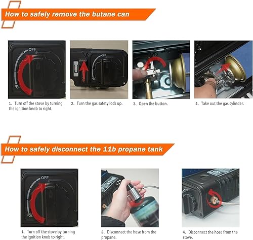 Miniatura 6 de Estufa de propano o butano con bloqueador de viento, estufa de propano de combustible dual de 10,000 BTU para campamento, estufa portátil de gas de