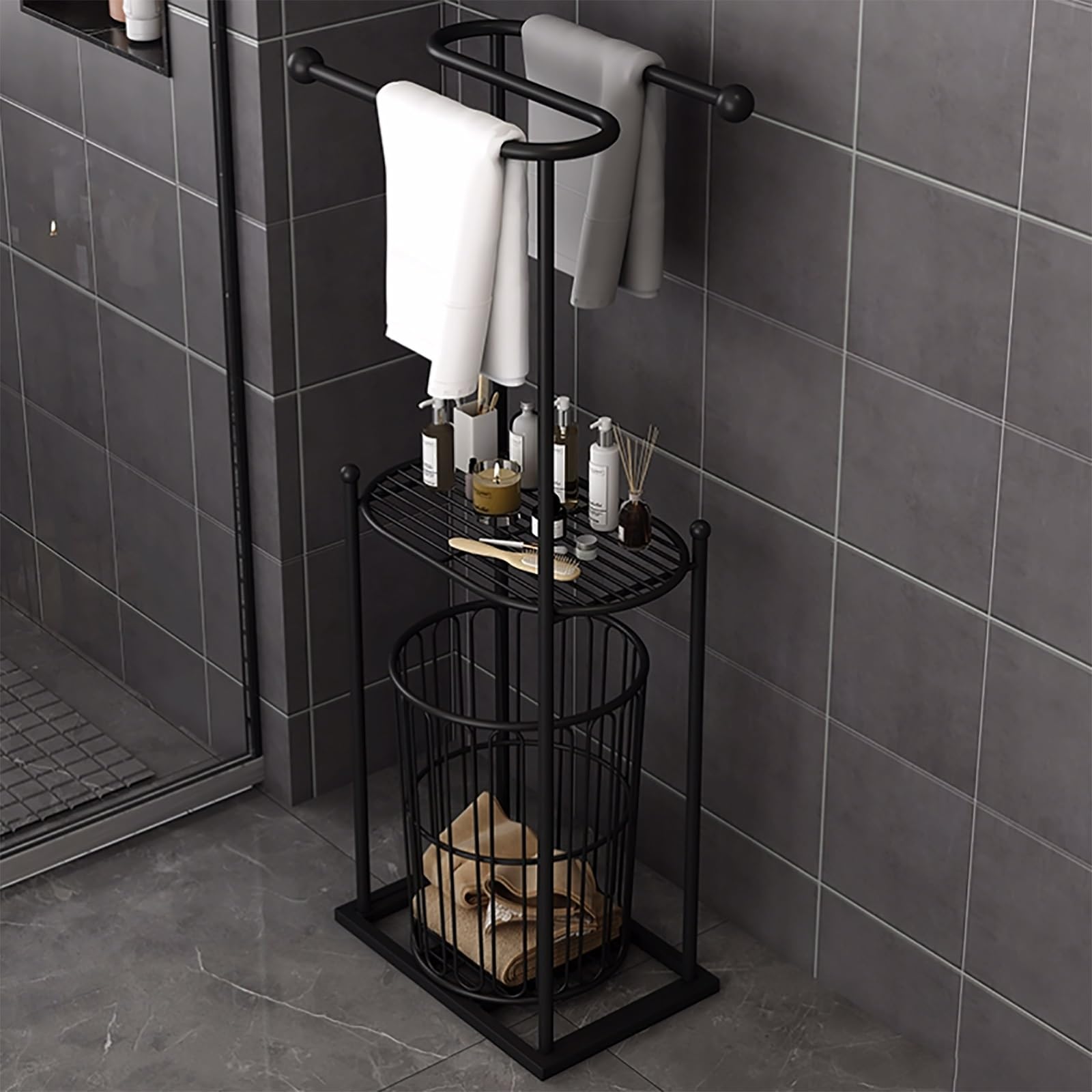 Porte-serviettes avec panier portable pour organiser le linge de toute la famille