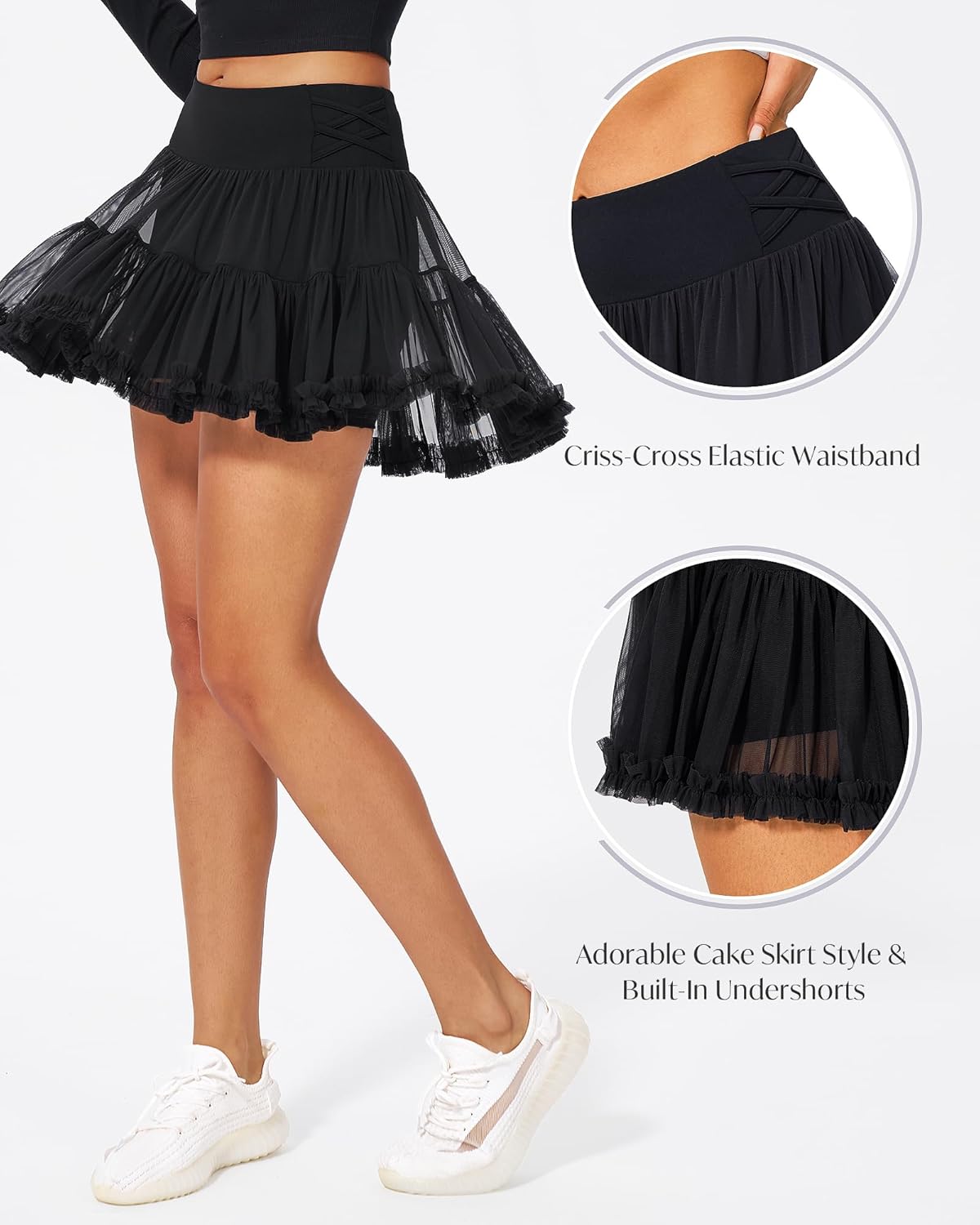 Stelle Women's High Waist Athletic Skorts with Shorts Pockets Ruffle Flowy Mini Cake Skirt Layered Pleated Cute Casual Summer - Image 5